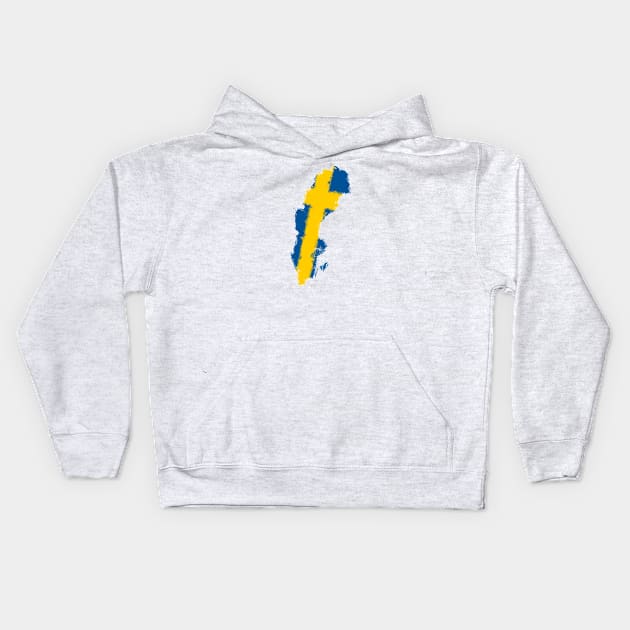 Painting Countries : Sweden Map Kids Hoodie by Calisi